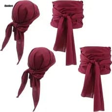 2 Pçs/Set Pirata Traje Temático Lenço Cinto Conjunto Leve Cosplay Para Festas Palco Mostra Prop
