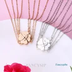 4 Pçs/Set Sorte Trevo De Quatro Folhas Colar Para Mulheres Aço Inoxidável Corrente De Ouro Ímã Amor Coração Pingente Gar