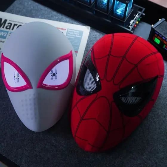 Máscara de Olho do Homem-Aranha Controle Remoto Móvel Peter Parker Cosplay de Halloween Material de Tecido Spandex