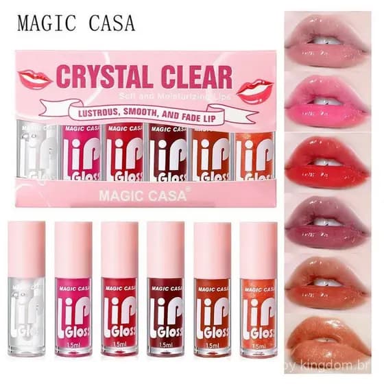 Conjunto de 6 frascos pequenos de óleo labial hidratante em gel, hidratante de longa duração, líquido labial hidratante