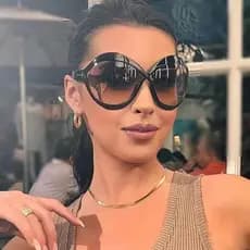 Óculos De Sol Femininos Redondos De Armação Grande Para Mulheres 2023 Novos Foto Côncavo Moda Com Ar Livre Dirigindo De