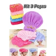 Kit 3 Touca para seca cabelo Mágica Touca de Banho Absorvente Toalha de Microfibra kicool Olaola