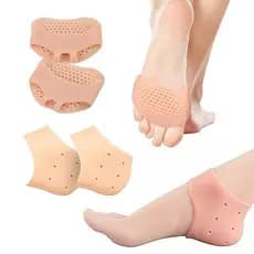 KIT Par de Meia Palmilha Silicone Gel Protecao Ortopedica Esporao Calcanhar Tamanho Unico Olaola