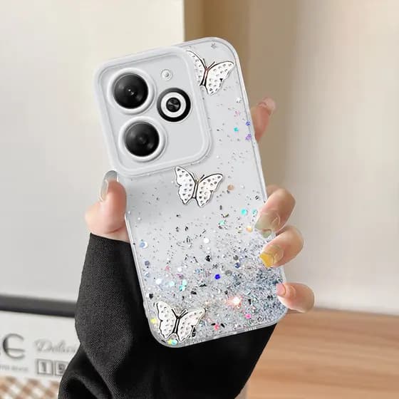 Capinha Capa Para Infinix Smart 8 Pro HD Plus Hot 40i Borboleta Transparente Silicone De Celular 0274TSY