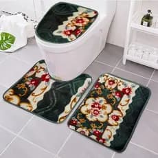 Jogo De Banheiro Com Estampa Floral Antiderrapante Casa Decoração Boa Qualidade Zon