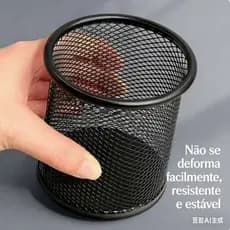 Porta Canetas Lápis Porta Treco Redondo Aramado Preto Office Organizador de Mesa Top Ola