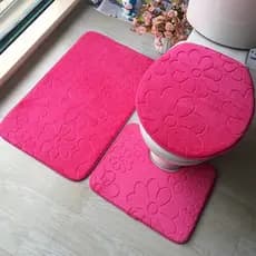Jogo de Banheiro Liso Conjunto Tapetes 3 Peças Antiderrapante Top