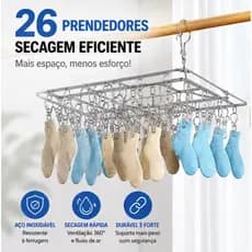 Varal Com 40/26/20 Prendedores Aço Inoxidável Reforçado Para Secagem