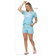 PIJAMA FEMININO VERÃO LISO COM SILK E PUFF 100% ALGODÃO PENTEADO