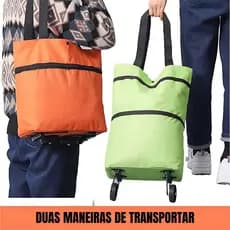 Carrinho de Compras Dobrável Vira Bolsa Com Rodinhas Multiuso Portátil  Top Li2