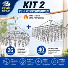 Varal Redondo 40+26+20 Prendedores! Aço Inoxidável Reforçado para Secagem de Roupas