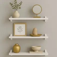 Kit Prateleiras Reta 60x20 MDF Brancas Suporte Tucano – Decoração Moderna  Elegante