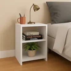 Mesa de Cabeceira Beemond MDF Branco/Preto - 45x30x25cm Minimalista Quarto Moderno Compacta