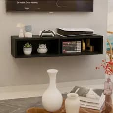 Oferta Shopee! Rack Nicho TV Decoração Suspenso MDF Branco/Preto - Sala e Quarto Organização Moderna