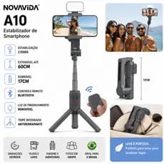 Gimbal Estabilizador De Celular Removível Flexível Com Luz Led Tripe E Controle Novavida A10