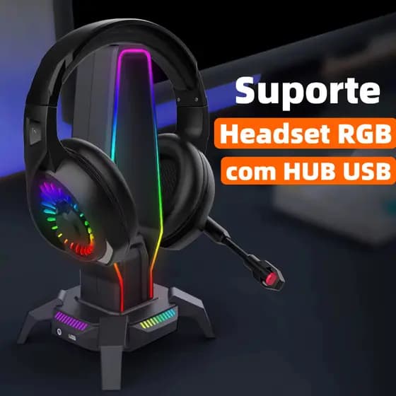 Suporte Para Headset Gamer  RGB, HUB, 3.0 USB Suporte de Fone de Ouvido Suporte de Mesa S331