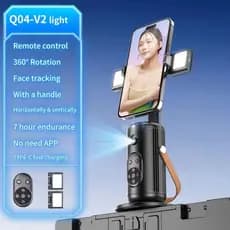 Selfie Stick 360°  Com Luz LED Auto Face Tracking Pantilt controlador Destacável de Transmissão ao vivo e selfie BYZ Q04