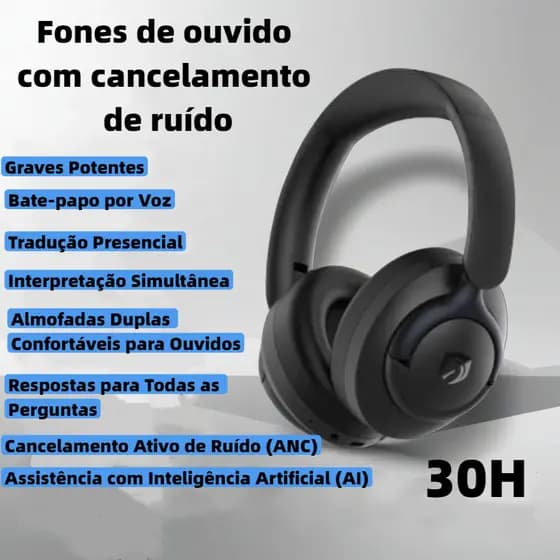Fone De Ouvido Headset  ANC com gravação de tradução para chamadas de áudio e vídeo inteligentes AI Jogar30H SNS15