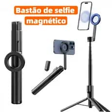 Bastão de selfie magnético com suporte para celular, tripé Bluetooth, estabilização de imagem, portátil, 1,7 m LAY-T6