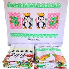 Kit 5 Unidades Pano de Prato Várias Estampas Bainha com Costura Reforçada 45x70cm Tamanho Grande 100% Enxugante Promoção