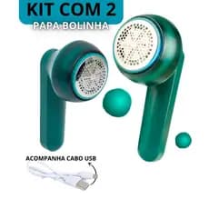 Kit 2 Papa Bolinha Elétrico USB Sem Fio Remove Pelos de Roupas e Tecidos Desgastados Carregamento Rápido
