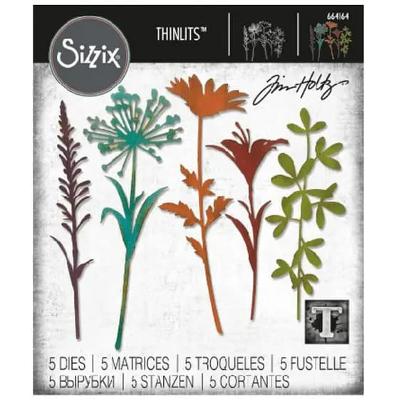 Facas corte Hastes Flores Silvestres Sizzix Thinlits Tim Holtz