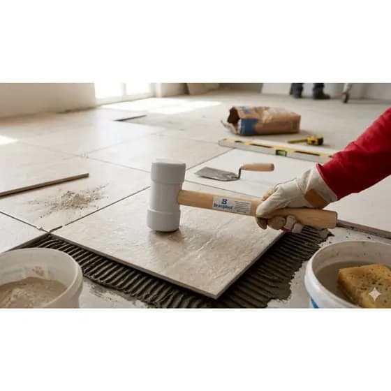 Martelo de Borracha 40mm e 60mm Branco Para Pisos, Azulejos e Obras