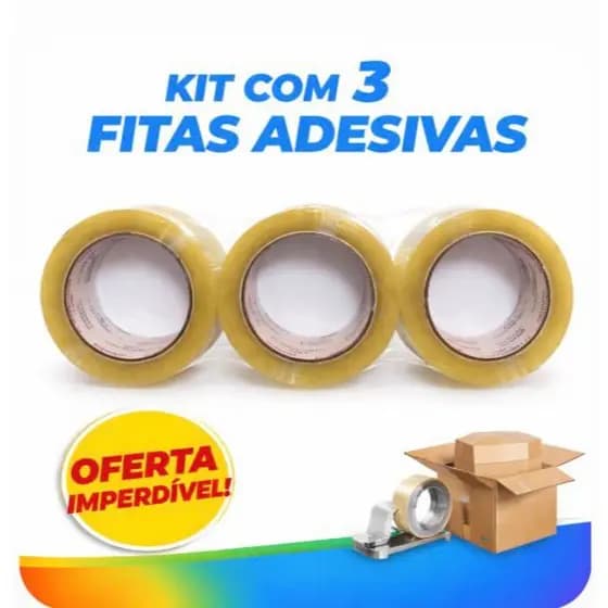 03 Fita Adesiva Acrílica Durex 45mm X 100m Resistente