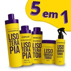 Kit Lisoterapia 5 em 1 Liso Extremo Sem Formol Progressiva Máscara Protetor Shampoo Condicionador