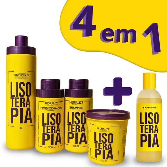 Kit Lisoterapia Progressiva Sem Formol Shampoo e Condicionador Máscara Shampoo Antirresíduo 500ml