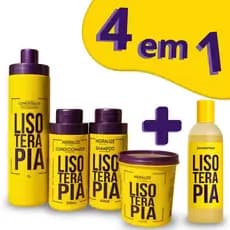 Kit Lisoterapia Progressiva Sem Formol Shampoo e Condicionador Máscara Shampoo Antirresíduo 500ml