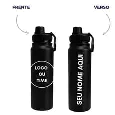 Garrafa Térmica 800ml Inox Personalizada Squeeze borracha silicone reforcada Frase Nome Logo Time