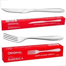 Kit Jogo Aco Inox Garfos e Facas 24 Pecas Mesa Churrasco Buffet Restaurante Hotel Cozinha Original Line