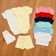 Conjunto Bebê Canelado body + shortinho Verão Unissex Enxoval 100% Algodão Maternidade Recém Nascido