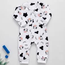 Macacão Bebê Soft Plush Estampado com Zíper Frontal Enxoval Recém Nascido Inverno RN ao Tamanho 1