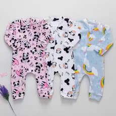 Kit 3 Macacão Enxoval Bebê Soft Plush Estampado Recém Nascido Zíper Frontal Inverno RN ao 1