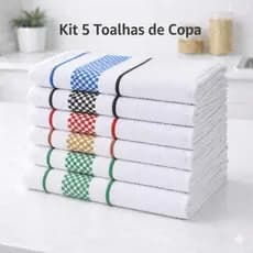 Kit 5 Panos de Prato Jacquard 45x70 Atoalhado Algodão Toalha Copa Louça Gourmet Luxo