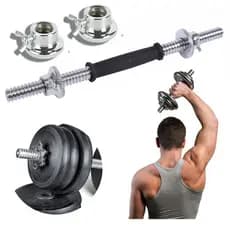 Barra Halter 38cm De Inox Com Rosca Sem Anilha Antiderrapante Rosca Direta Maciça Biceps Supino Agachamento Crucifixo 1u