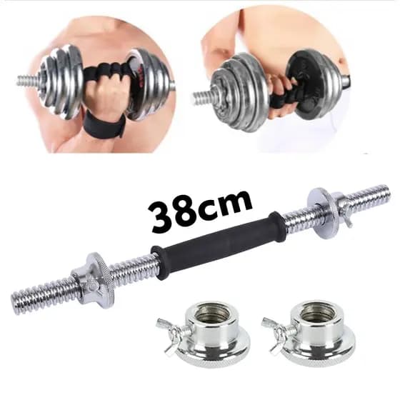 Barra Halter Inox 38cm Maciça Com Porcas Antiderrapante (Sem Anilha)