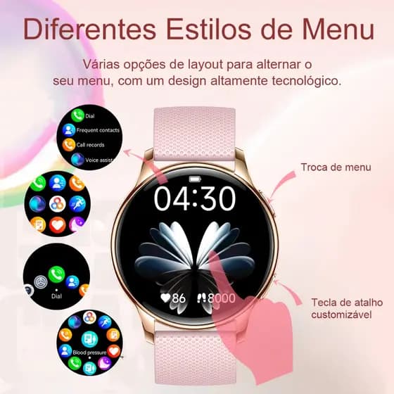 Relógio Inteligente - IP67 à Prova d"Água, 52 Modos Esportivos, Notificações por Bluetooth