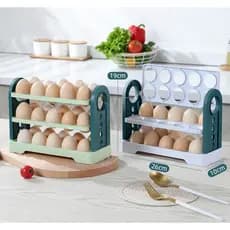 Organizador Para Ovos 3 andares Porta Ovos Capacidade ate 30 Ovos Bandeja De Armazenamento Dispenser Rolante De Ovo