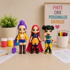 KIT 3 Bonecas K POP Articuladas Para Pintar ARTESANATO INFANTIL