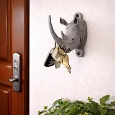 Porta Chaves Rinoceronte Decorativo de Parede 3D – Gancho Organizador Moderno
