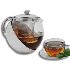 Chaleira de vidro e inox Brosilicato Moderna Luxo Com Infusor Inox Café Chá Envio Rapido