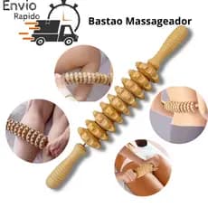 Rolo Bastao de madeira Massageador relaxante Modelador Maderoterapia Corporal Tratamento Celulite