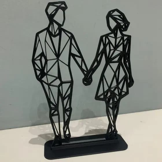 Escultura Casal Abstrato Decorativo – Enfeite Moderno para Sala ou Quarto, Presente Romântico