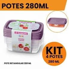 kit 4 Pote 280ml Sanremo – Compacto, Prático e Ideal para Pequenas Porções