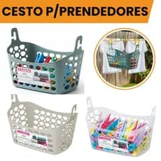 Cesto Organizador para Prendedor e Pregadores de roupa Sanremo 1,6L Plástico com Ganchos para Varal
