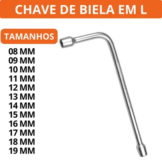 Chave de Biela em L Fertak Tools - 8mm 9 mm 10mm 11mm 12mm 13mm 14mm 15mm 16mm 17mm 19mm