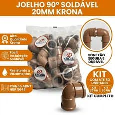 JOELHO 90° SOLDAVEL 20MM 424 KRONA KIT COM 25 OU 50 UNIDADES